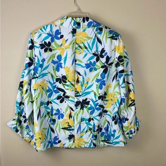 Floral Blazer with Blue and Yellow Accents - Picture 6 of 6